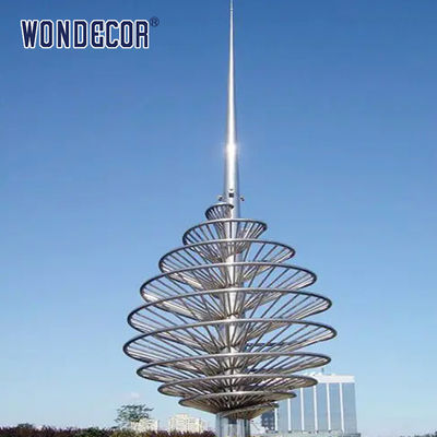 Large outdoor plaza abstract stainless steel sculpture