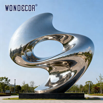 Oversized Outdoor Art Style Stainless Steel Sculpture, Modern Abstract Landscape Decorative Ornament