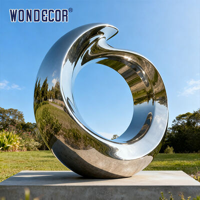 Large-Scale Abstract Circular Stainless Steel Sculpture for Outdoor Plaza