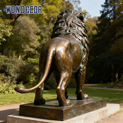 Life-Size Lion Bronze Sculpture - Modern Metal Animal Decoration for Outdoor Squares