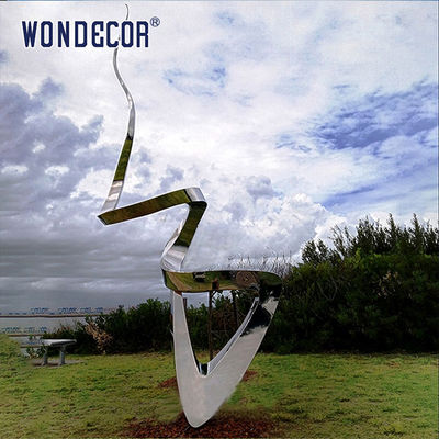Large abstract stainless steel irregular sculpture outdoor